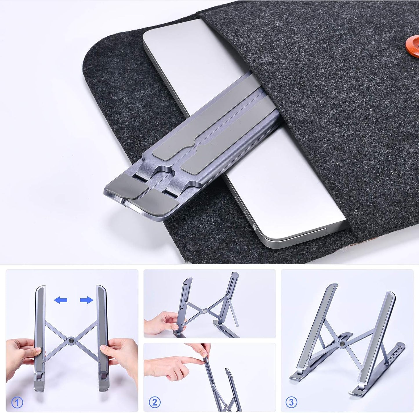 Laptop Ständer, Aluminium Laptop Stand Höhenverstellbar Mit Spezielles Magnetisches Design, Faltbarer Notebook Ständer Kompatibel Mit Laptops 10-15,6 Zoll (Space Grey)
