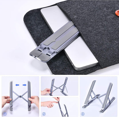 Laptop Ständer, Aluminium Laptop Stand Höhenverstellbar Mit Spezielles Magnetisches Design, Faltbarer Notebook Ständer Kompatibel Mit Laptops 10-15,6 Zoll (Space Grey)