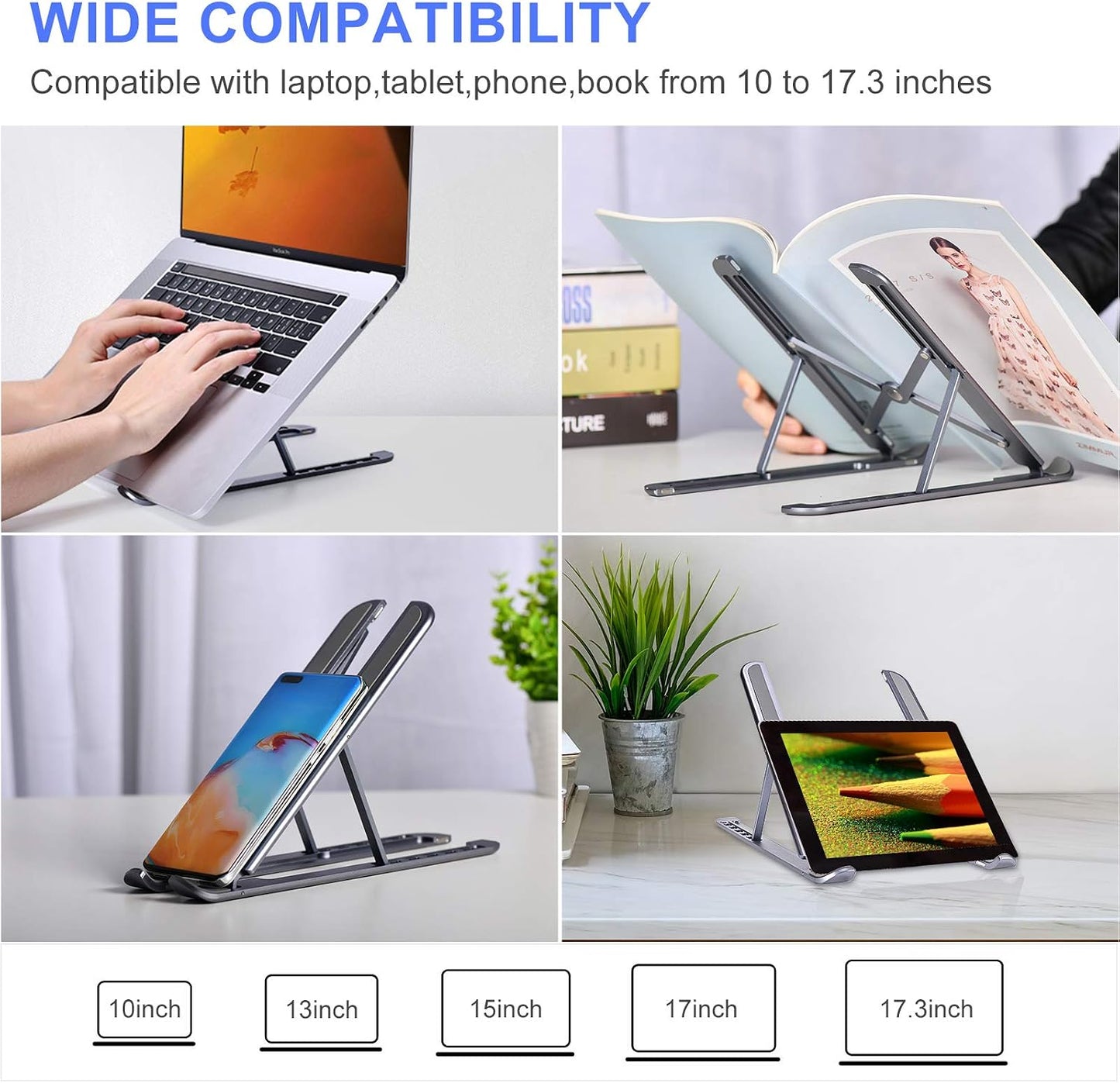 Laptop Ständer, Aluminium Laptop Stand Höhenverstellbar Mit Spezielles Magnetisches Design, Faltbarer Notebook Ständer Kompatibel Mit Laptops 10-15,6 Zoll (Space Grey)