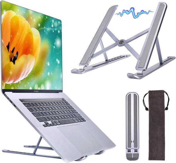 Laptop Ständer, Aluminium Laptop Stand Höhenverstellbar Mit Spezielles Magnetisches Design, Faltbarer Notebook Ständer Kompatibel Mit Laptops 10-15,6 Zoll (Space Grey)